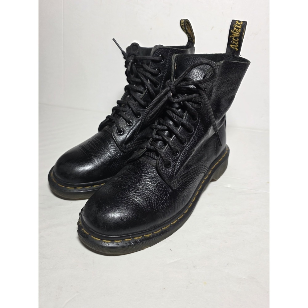 Dr Martens 1460 Pascal Boots Mens 9 Black Leather 8‎ Eye Lace Up AirWair